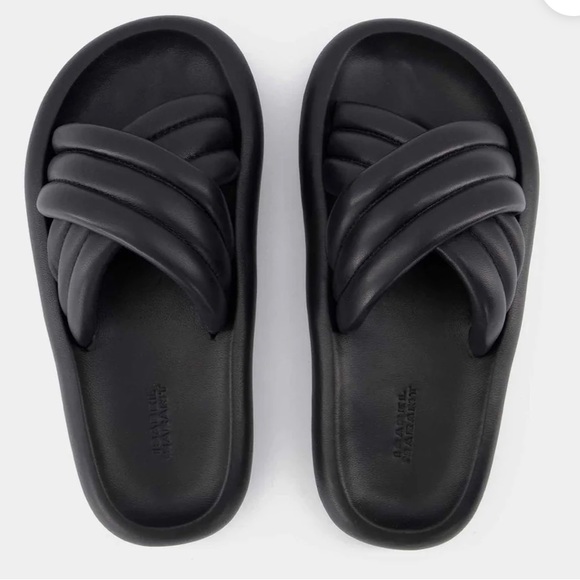 Isabel Marant Black Leather Niloo Puffy Sandal NWT - Picture 2 of 11